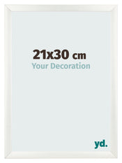Cadre Photo 21x30cm Blanc Vintage MDF Pisa De Face Mesure | Yourdecoration.fr