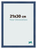 Cadre Photo 21x30cm Bleu Fonce Patine MDF Pisa De Face Mesure | Yourdecoration.fr