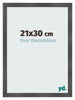 Cadre Photo 21x30cm Noir Argent Poli MDF Pisa De Face Mesure | Yourdecoration.fr