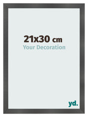 Cadre Photo 21x30cm Noir Argent Poli MDF Pisa De Face Mesure | Yourdecoration.fr