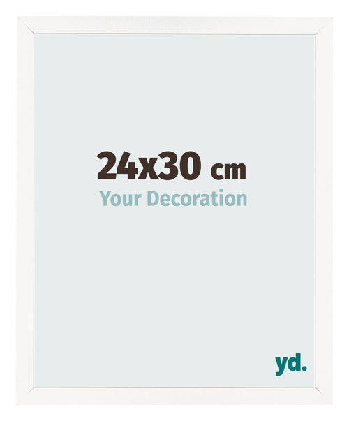 Cadre Photo 24x30 cm Blanc Brillant MDF Bologna De Face Mesure | Yourdecoration.fr