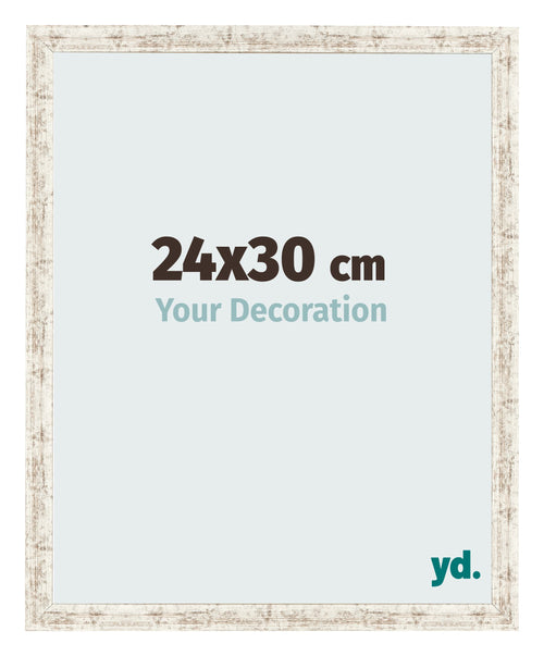 Cadre Photo 24x30cm Blanc Vintage MDF Bologna De Face Mesure | Yourdecoration.fr