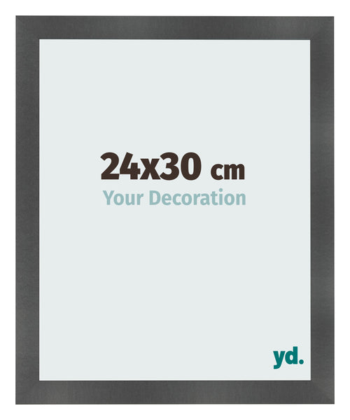 Cadre Photo 24x30cm Noir Argent Poli MDF Pisa De Face Mesure | Yourdecoration.fr