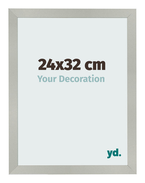 Cadre Photo 24x32cm Argent Mat MDF Bologna De Face Mesure | Yourdecoration.fr