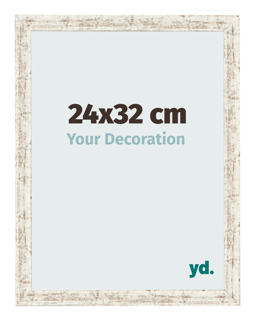 Cadre Photo 24x32cm Blanc Vintage MDF Bologna De Face Mesure | Yourdecoration.fr