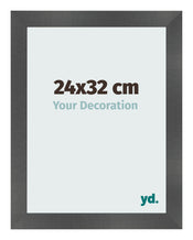 Cadre Photo 24x32cm Noir Argent Poli MDF Pisa De Face Mesure | Yourdecoration.fr