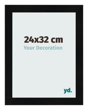 Cadre Photo 24x32cm Noir Argent Poli MDF Pisa De Face Mesure | Yourdecoration.fr