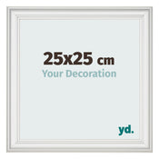 Cadre Photo 25x25cm Blanc Patine MDF Lazio De Face Mesure | Yourdecoration.fr