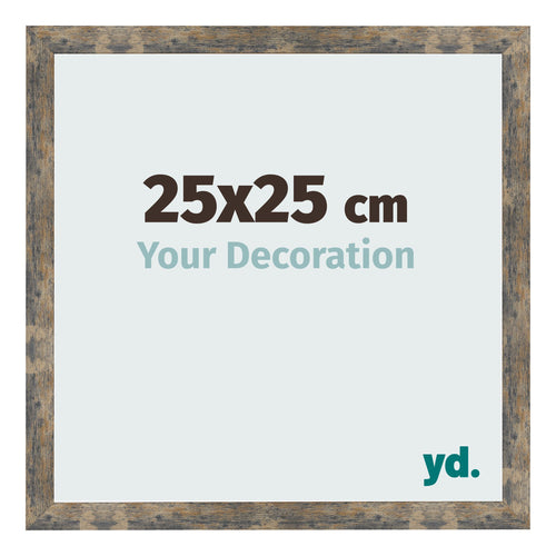 Cadre Photo 25x25cm Bleu Or Mélangé MDF Bologna De Face Mesure | Yourdecoration.fr