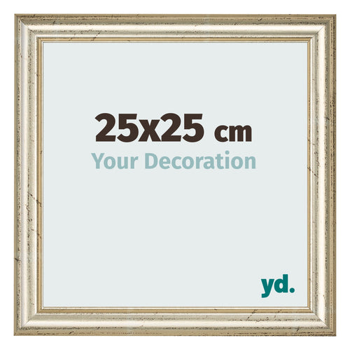 Cadre Photo 25x25cm Brillance Metallique MDF Lazio De Face Mesure | Yourdecoration.fr