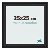 Cadre Photo 25x25cm Noir Grain de Bois MDF Lazio De Face Mesure | Yourdecoration.fr
