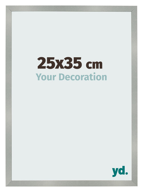 Cadre Photo 25x35cm Aluminium Brossé MDF Bologna De Face Mesure | Yourdecoration.fr