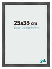 Cadre Photo 25x35cm Noir Argent Poli MDF Pisa De Face Mesure | Yourdecoration.fr