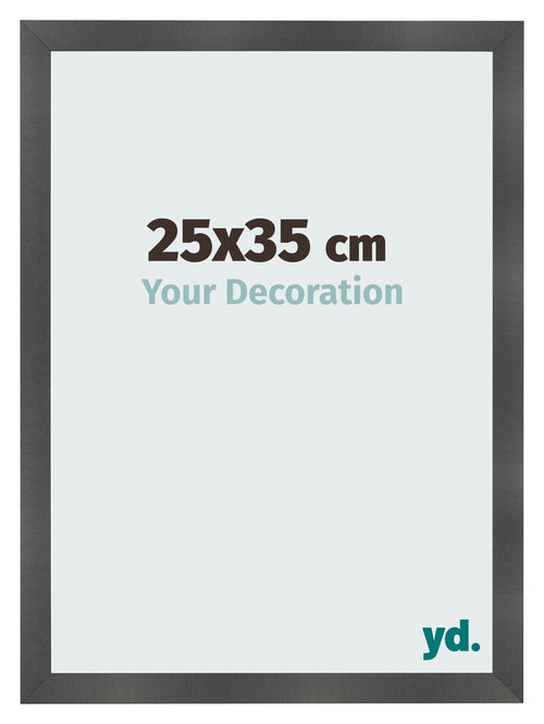 Cadre Photo 25x35cm Noir Argent Poli MDF Pisa De Face Mesure | Yourdecoration.fr