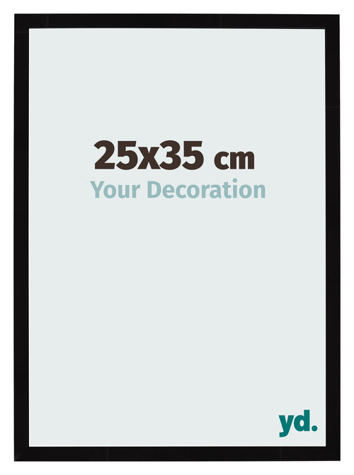Cadre Photo 25x35cm Noir Brillant MDF Bologna De Face Mesure | Yourdecoration.fr