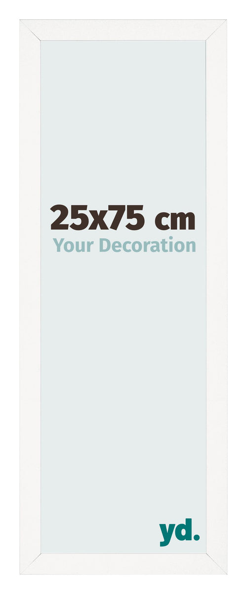 Cadre Photo 25x75 cm Blanc Brillant MDF Bologna De Face Mesure | Yourdecoration.fr