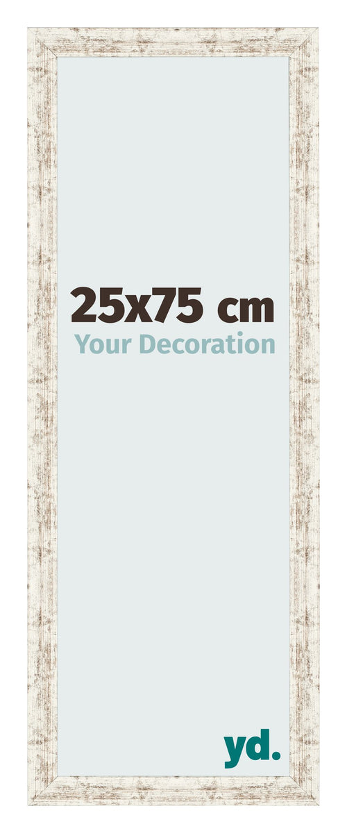Cadre Photo 25x75cm Blanc Vintage MDF Bologna De Face Mesure | Yourdecoration.fr