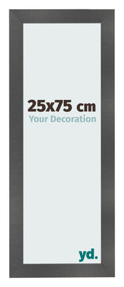 Cadre Photo 25x75cm Noir Argent Poli MDF Pisa De Face Mesure | Yourdecoration.fr