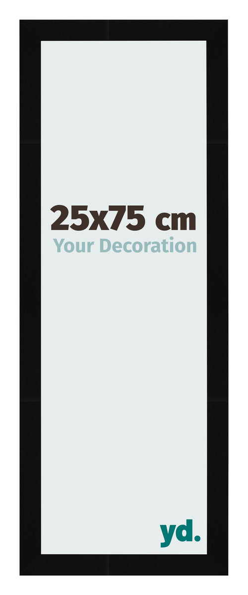 Cadre Photo 25x75cm Noir Brillant MDF Bologna De Face Mesure | Yourdecoration.fr