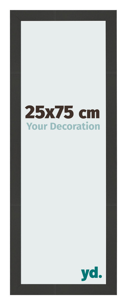 Cadre Photo 25x75cm Noir Grain de Bois MDF Bologna De Face Mesure | Yourdecoration.fr