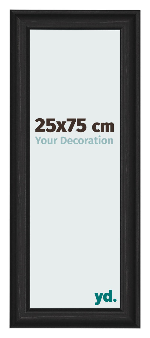 Cadre Photo 25x75cm Noir Grain de Bois MDF Lazio De Face Mesure | Yourdecoration.fr
