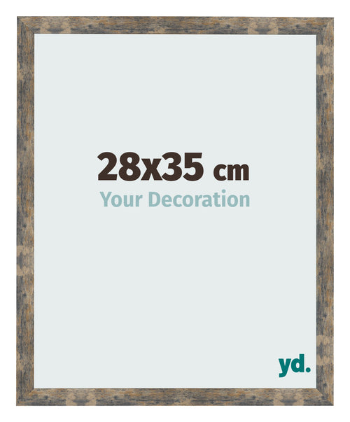 Cadre Photo 28x35cm Bleu Or Mélangé MDF Bologna De Face Mesure | Yourdecoration.fr
