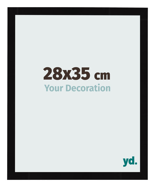 Cadre Photo 28x35cm Noir Brillant MDF Bologna De Face Mesure | Yourdecoration.fr