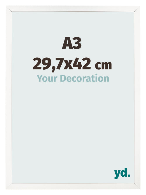 Cadre Photo 29 7x42 cm A3 Blanc Brillant MDF Bologna De Face Mesure | Yourdecoration.fr