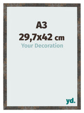 Cadre Photo 29 7x42 cm A3 Metal Oxyde MDF Bologna De Face Mesure | Yourdecoration.fr