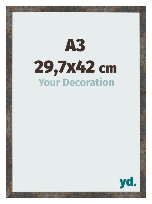 Cadre Photo 29 7x42 cm A3 Metal Oxyde MDF Bologna De Face Mesure | Yourdecoration.fr