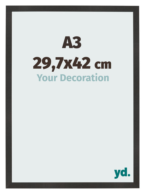 Cadre Photo 29 7x42 cm A3 Noir Mat MDF Bologna De Face Mesure | Yourdecoration.fr