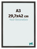 Cadre Photo 29 7x42 cm A3 Noir Mat MDF Bologna De Face Mesure | Yourdecoration.fr