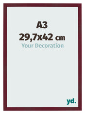Cadre Photo 29 7x42 cm A3 Vin Rouge Patine MDF Bologna De Face Mesure | Yourdecoration.fr