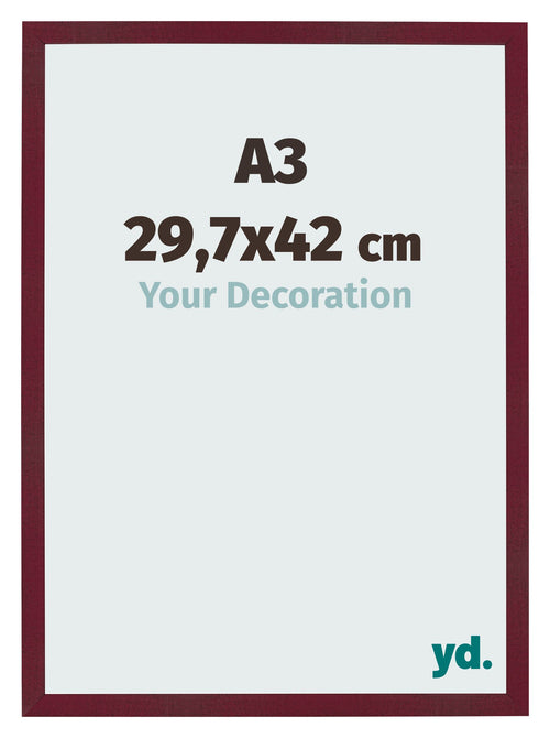 Cadre Photo 29 7x42 cm A3 Vin Rouge Patine MDF Bologna De Face Mesure | Yourdecoration.fr