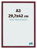 Cadre Photo 29 7x42 cm A3 Vin Rouge Patine MDF Bologna De Face Mesure | Yourdecoration.fr
