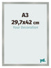 Cadre Photo 29 7x42cm A3 Aluminium Brossé MDF Bologna De Face Mesure | Yourdecoration.fr