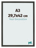 Cadre Photo 29 7x42cm A3 Anthracite MDF Bologna De Face Mesure | Yourdecoration.fr