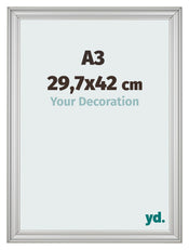 Cadre Photo 29 7x42cm A3 Argent Mat MDF Lazio De Face Mesure | Yourdecoration.fr