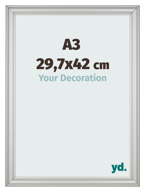 Cadre Photo 29 7x42cm A3 Argent Mat MDF Lazio De Face Mesure | Yourdecoration.fr