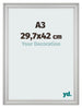 Cadre Photo 29 7x42cm A3 Argent Mat MDF Lazio De Face Mesure | Yourdecoration.fr