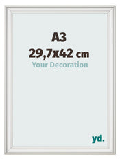 Cadre Photo 29 7x42cm A3 Blanc Patine MDF Lazio De Face Mesure | Yourdecoration.fr