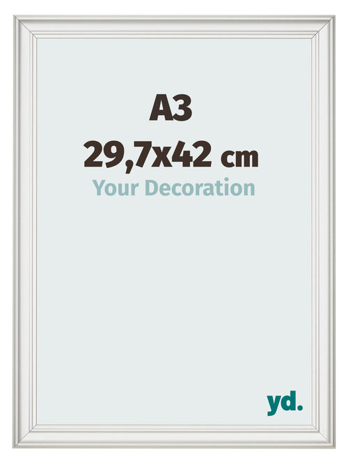 Cadre Photo 29 7x42cm A3 Blanc Patine MDF Lazio De Face Mesure | Yourdecoration.fr