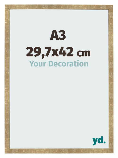 Cadre Photo 29 7x42cm A3 Or Antique MDF Bologna De Face Mesure | Yourdecoration.fr