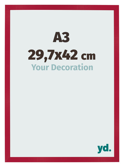 Cadre Photo 29 7x42cm A3 Rouge MDF Bologna De Face Mesure | Yourdecoration.fr
