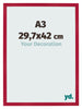 Cadre Photo 29 7x42cm A3 Rouge MDF Bologna De Face Mesure | Yourdecoration.fr