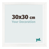 Cadre Photo 30x30 cm Blanc Brillant MDF Bologna De Face Mesure | Yourdecoration.fr