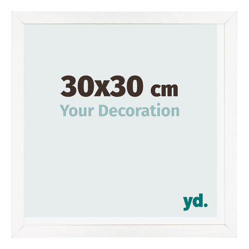 Cadre Photo 30x30 cm Blanc Brillant MDF Bologna De Face Mesure | Yourdecoration.fr