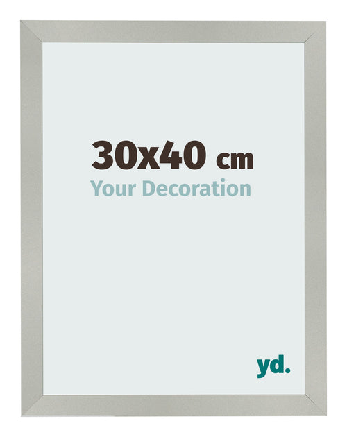Cadre Photo 30x40cm Argent Mat MDF Bologna De Face Mesure | Yourdecoration.fr