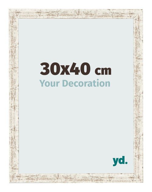 Cadre Photo 30x40cm Blanc Vintage MDF Bologna De Face Mesure | Yourdecoration.fr