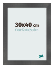 Cadre Photo 30x40cm Noir Argent Poli MDF Pisa De Face Mesure | Yourdecoration.fr